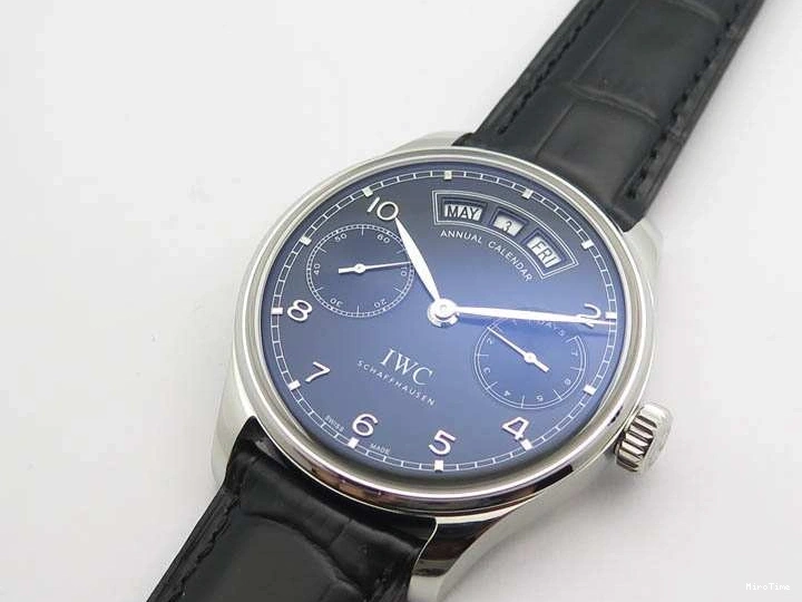 MIROTIME 0328 Portuguese Real PR Real Annual Calendar IW5035 YLF 1:1 Best Edition Black Dial On Leather Strap A Soft 7240
